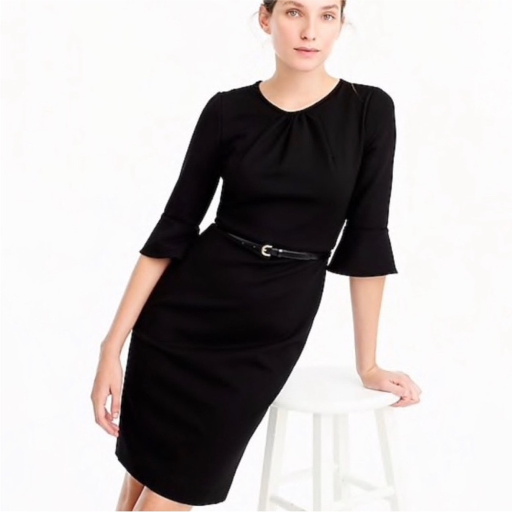 J. crew bell sleeve stretch ponte sheath dress Black